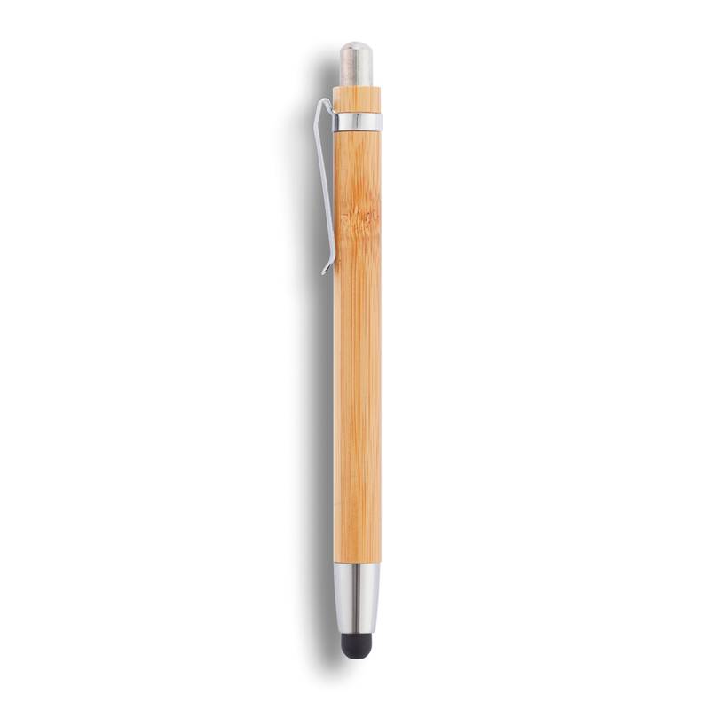 Bambusové kuličkové pero se stylusem černá náplň, hnědá